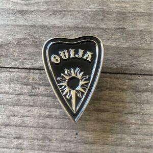Artisan Enamel Pin Flower Ouija Black Planchette Brooch/ Purse Decor
